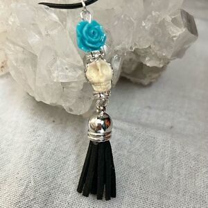 Rhinestone Scull Day Of the Dead Halloween Tassel Necklace
